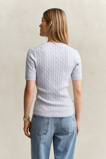 Gant Light Blue Cable Knit Short Sleeve Sweater 4800105