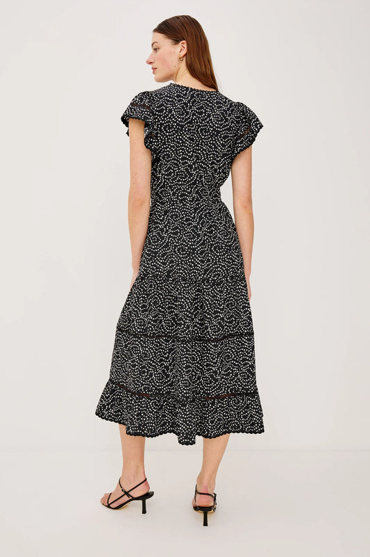 Rails Black Mini Chain Daisy Dress – Midi Cotton Poplin with Flutter Sleeve GIA