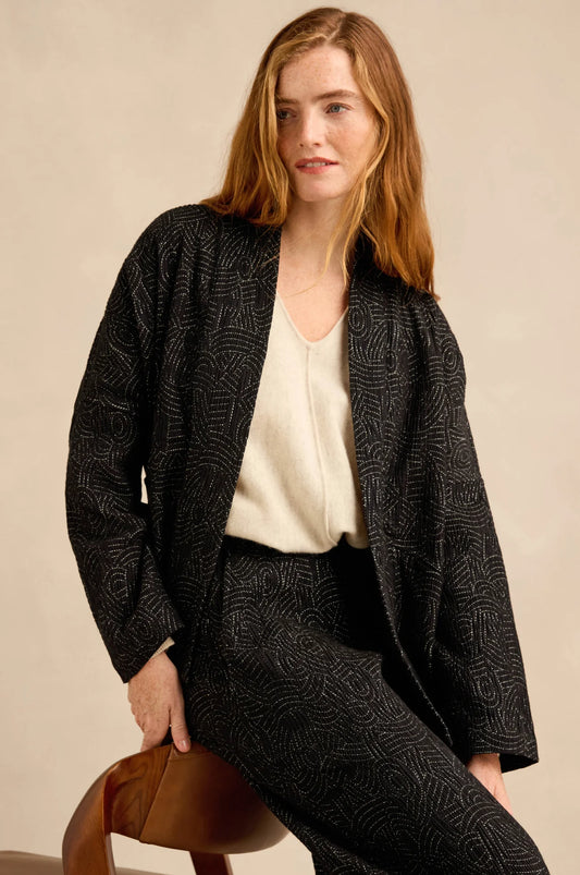 Sahara Black & White Stitched Jacquard Jacket