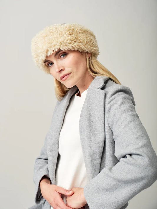Helen Moore Cream Faux Fur Huff Headband