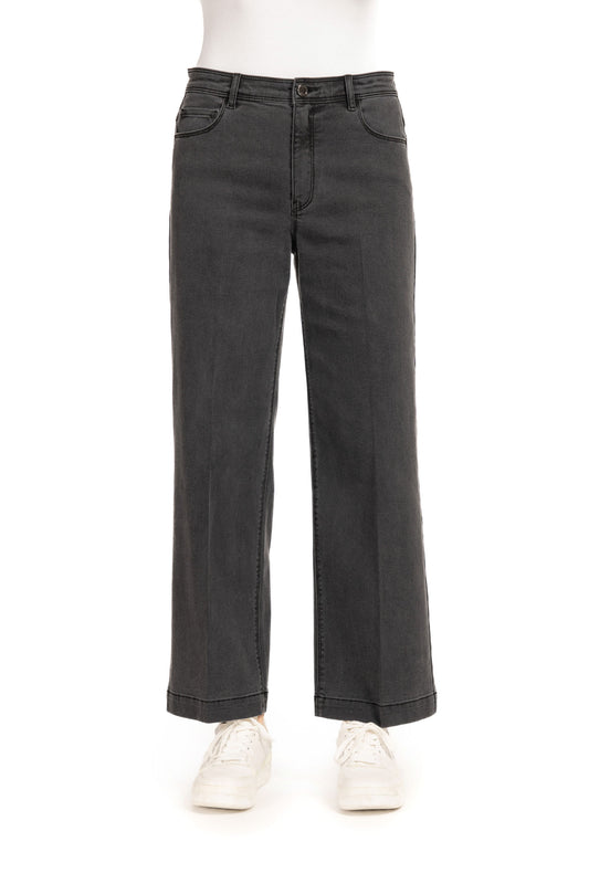Diana Gallesi Faded Black Wide Leg Jeans with 5 Pocket Design
