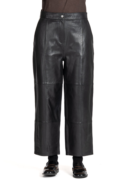 Diana Gallesi Black Wide Leg Cropped Trousers