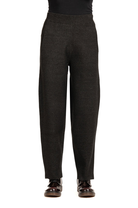 Diana Gallesi Anthracite Barrel Leg Knit Trousers with Elasticated Waist