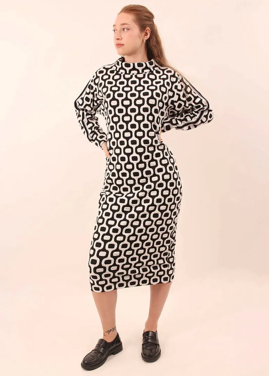 Sani Blu high neck graphic print dress 6155