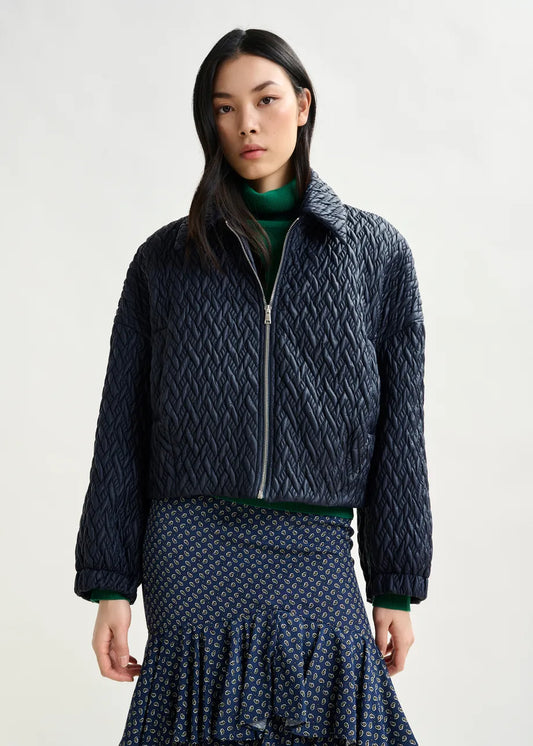 Essentiel Antwerp Navy faux leather bomber jacket Imille