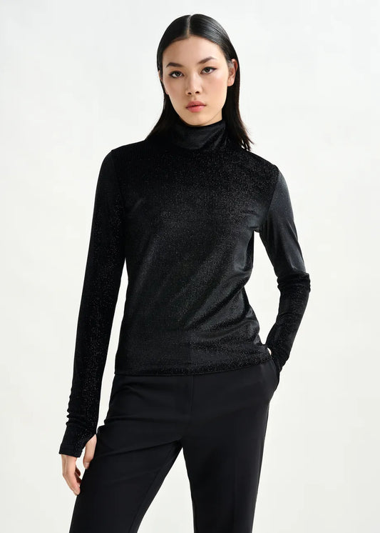 Essentiel Antwerp Black stretch-jersey turtleneck top Indienne