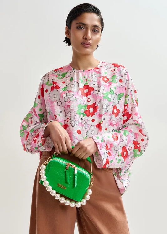 Essentiel Antwerp Off-white and Multicolour Floral Jacquard Top JANVIER