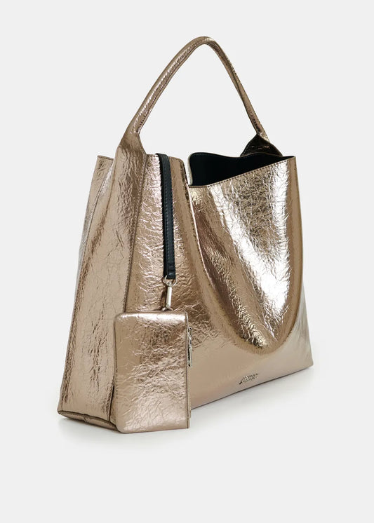 Essentiel Antwerp Gold Glossy Shopper Bag