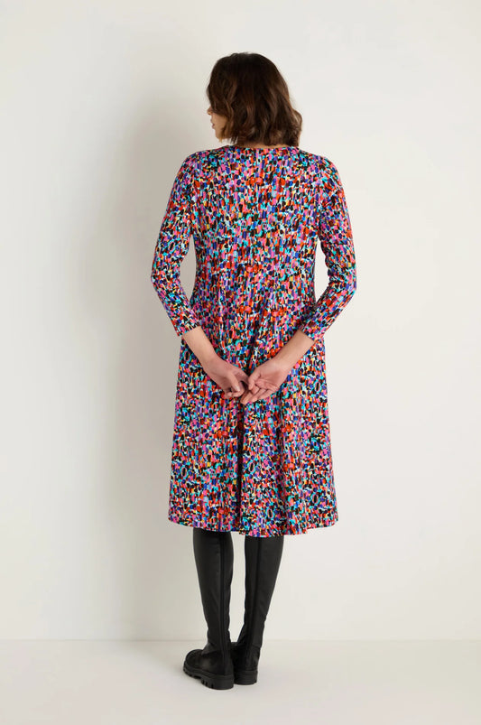 Sahara Multi Painted Spots Jersey Flared Dress JFD6363-MPP