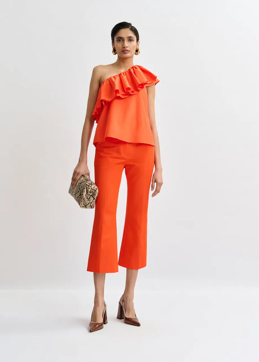 Essentiel Antwerp Orange Cropped Flared Trousers