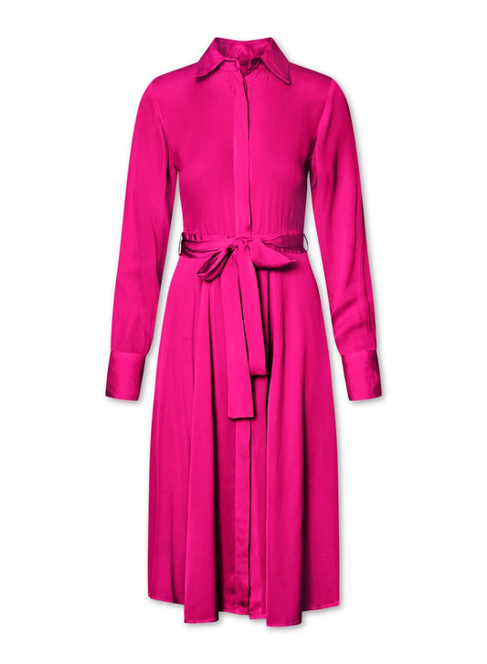 Nouvelle Silk 95 Hibiscus Le Marais Belted Silk Shirt Dress 25040