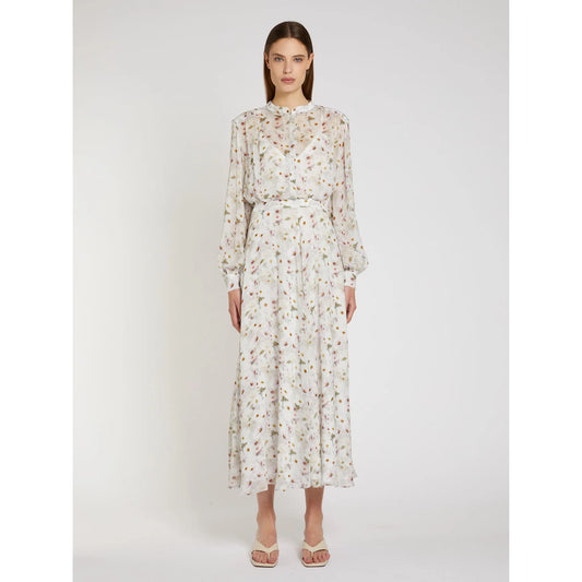Marella White Floral print Lined Viscose Georgette Shirt Dress MLLMASTRO