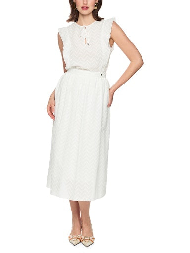 Marc Cain White Full Midi Cotton Skirt