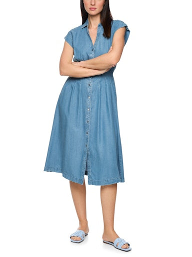 Marc Cain Denim Midi Cap Sleeve Dress with Classic Collar AC21.42 D63