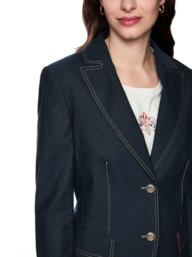 Marc Cain Navy Denim-Look tailored shape Jacket AC34.01 W05