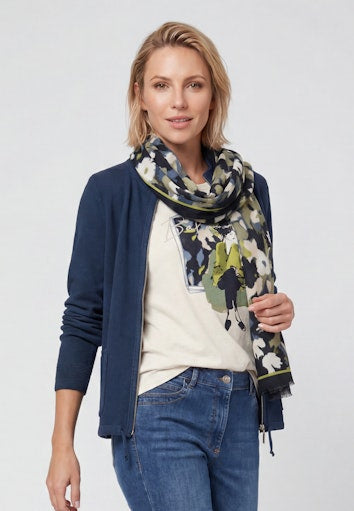 Olsen Moss Green Multi Print Viscose Scarf