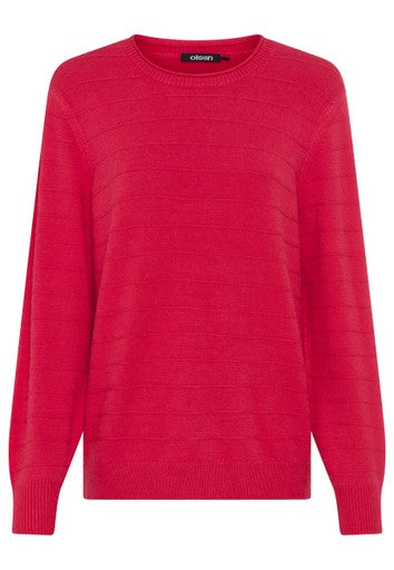 Olsen Berry Ribbed Crew Neck Sweater