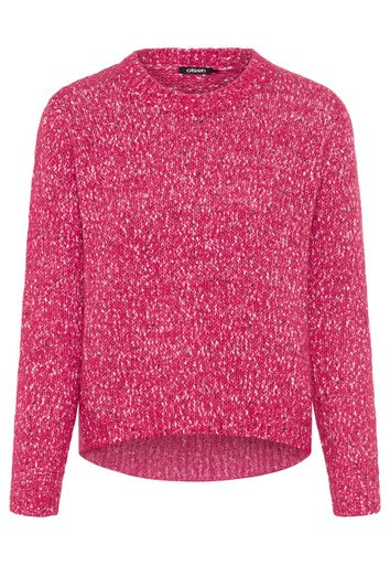 Olsen Berry Cotton Wool Blend Crew Neck Sweater with Longer Back Hem