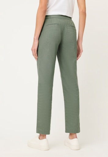 Olsen Khaki Straight-Leg Crop Linen Blend Trousers