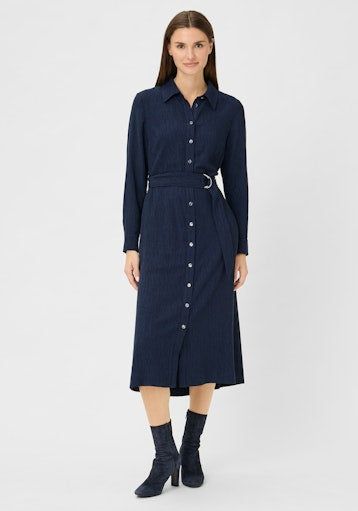 Olsen Belted Shirt Dress with Pockets in Ink 13002056