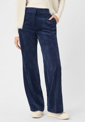 Olsen Wide Leg Corduroy Trousers with Side Pockets in an Ink Blue 14002478