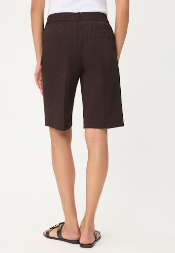 Olsen Brown Cotton Stretch Knee Length Shorts