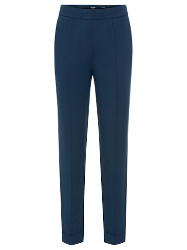 Olsen Navy Slim Leg Cropped Trousers with Elasticated Waistband 14002105