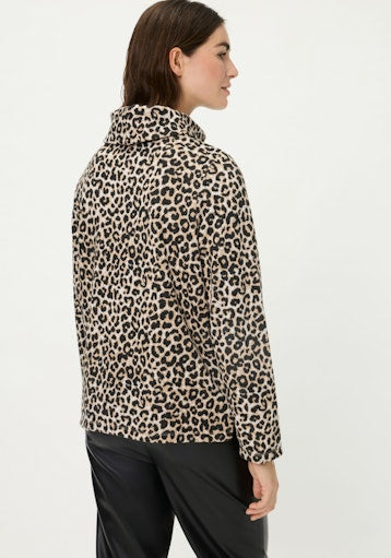 Olsen Relaxed-Fit Long-Sleeve Rolled Turtleneck Top in animal print 11201676