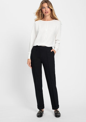 Olsen Lisa Black Straight-Leg Crop Trousers 14002105