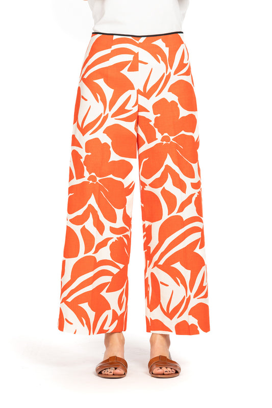Diana Gallesi Lobster Orange Wide-Leg Flat Front Trousers P040R008910N
