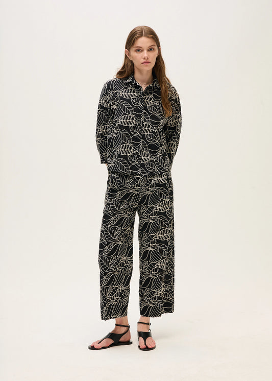 Rosso 35 Black Embroidered Cotton Muslin Shirt S7362B