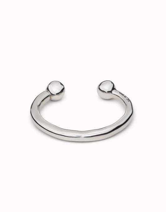 Uno de 50 Silver Bangle Bracelet with Double Ball PUL0467