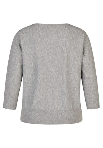 Rabe silver 3/4 sleeve sweater with ribbed hem 55-121606