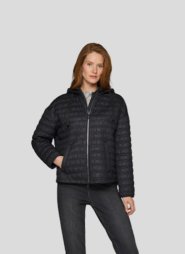 Rabe Black Padded Hooded Jacket – Zip Front, Detachable Hood 55-222821