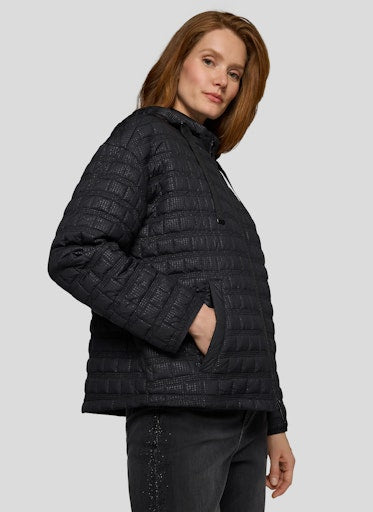 Rabe Black Padded Hooded Jacket – Zip Front, Detachable Hood 55-222821