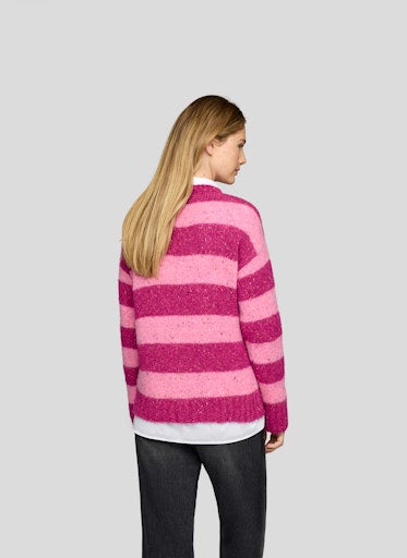 Rabe Bold Pink Stripe Crew Neck Sweate in Soft Alpaca Blend 55-222617