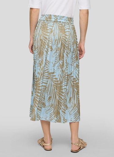 Rabe Azure Tropical Print Pleated Maxi Skirt
