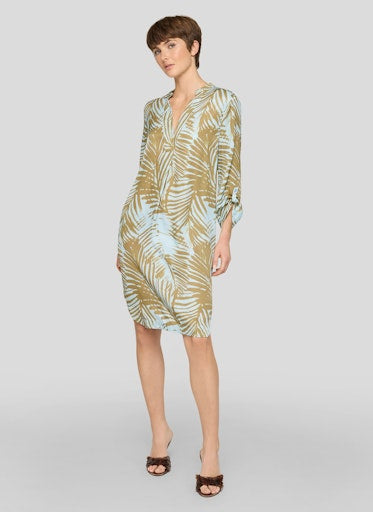 Rabe Azure Print Knee-Length V-Neck Tunic Dress