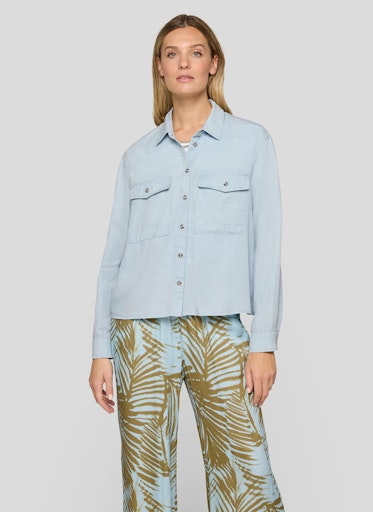 Rabe Light Blue Lyocell Long Sleeve 'Enjoy the Sunsets' Shirt