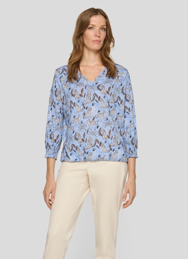 Rabe Ocean Leopard Print V‑Neck 3/4 Sleeve T‑Shirt