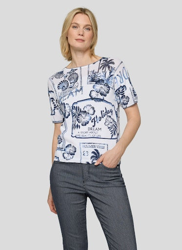 Rabe White & Pacific Blue Print Sweater