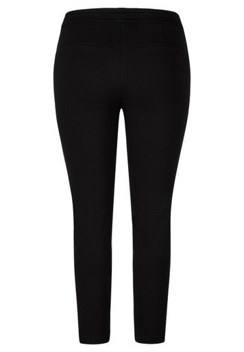Rabe Black Slim Leg Short Length Stretch Trousers with Elasticated Drawstring Waist