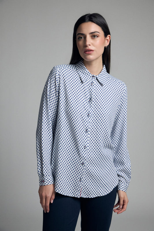 Tinta & Bariloche Navy Print Long Sleeve Blouse