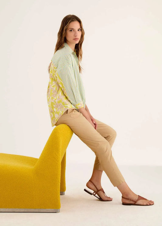 Rosso 35 stripe and floral print shirt S7020B