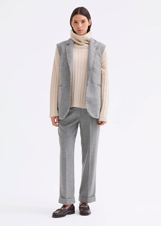 Rosso 35 Taupe Wool-Blend Trousers with a Turn-Up Hem