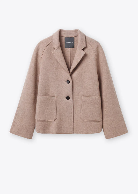 Rosso 35 Beige Boiled-Wool Jacket with Raglan Sleeves