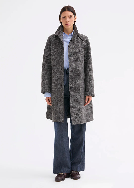 Rosso 35 Brown Felted Wool Coat with Raglan Sleeve