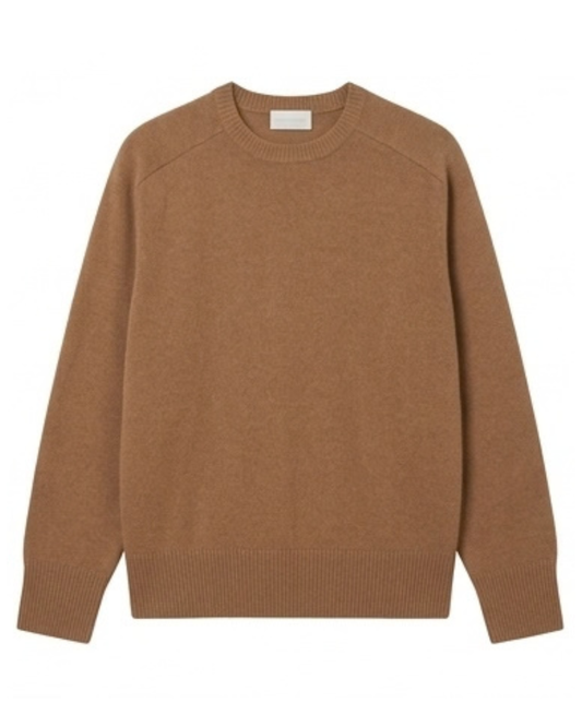 Solocascmir Cocoa Cashmere Sweater – Crew Neck Long Sleeve Ribbed Knit