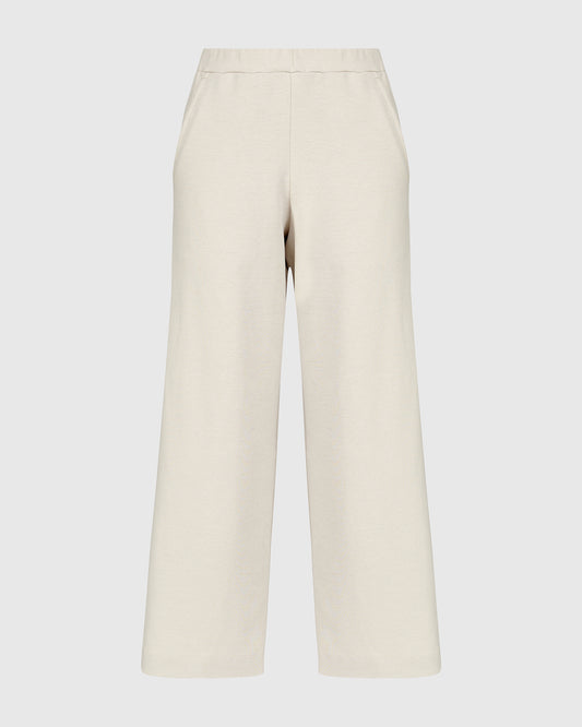 Alembika Cream Wide‑Leg Relaxed Jersey Trousers with Elasticated Waist and Side Pockets UP152