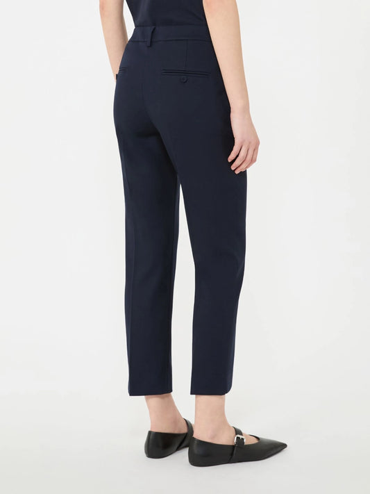Max Mara Weekend Navy Stretch Cotton Straight Leg Ankle Length Trousers WKDVITE